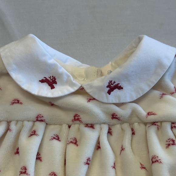 Ralph Lauren - Cream Long sleeve Velour Dress with Red Accents - Picture 4 of 6